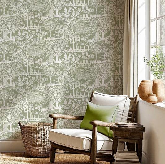 Homegrown Sage Green wallpaper by Belgravia Décor