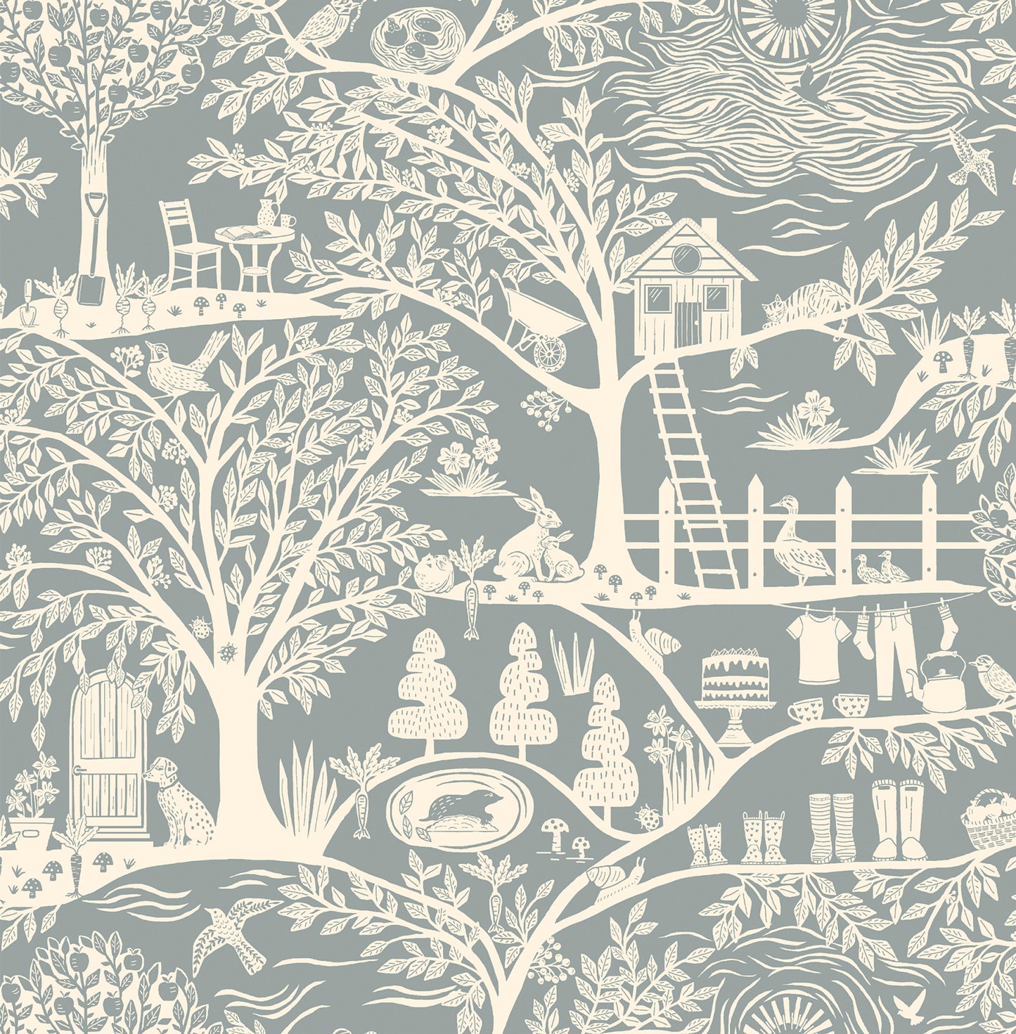 Homegrown Blue wallpaper by Belgravia Décor