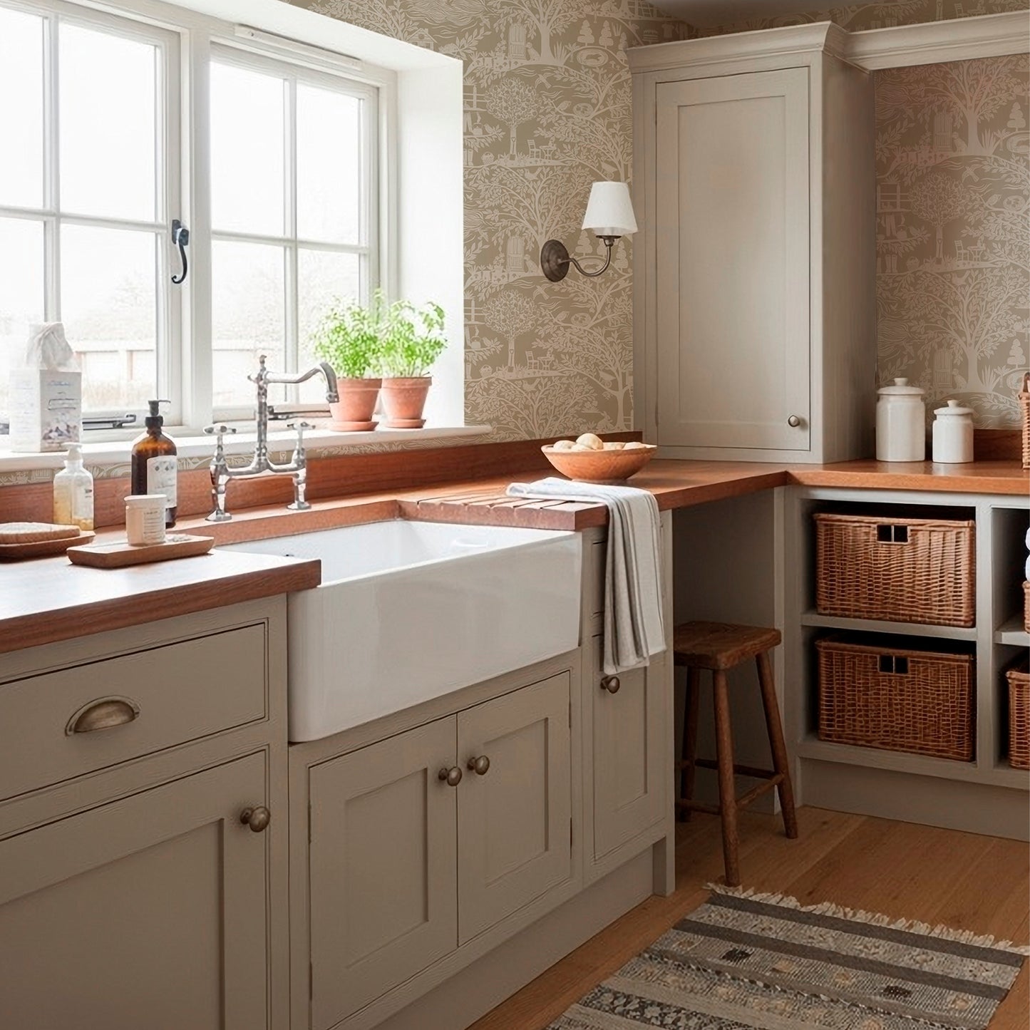 Homegrown Beige wallpaper by Belgravia Décor