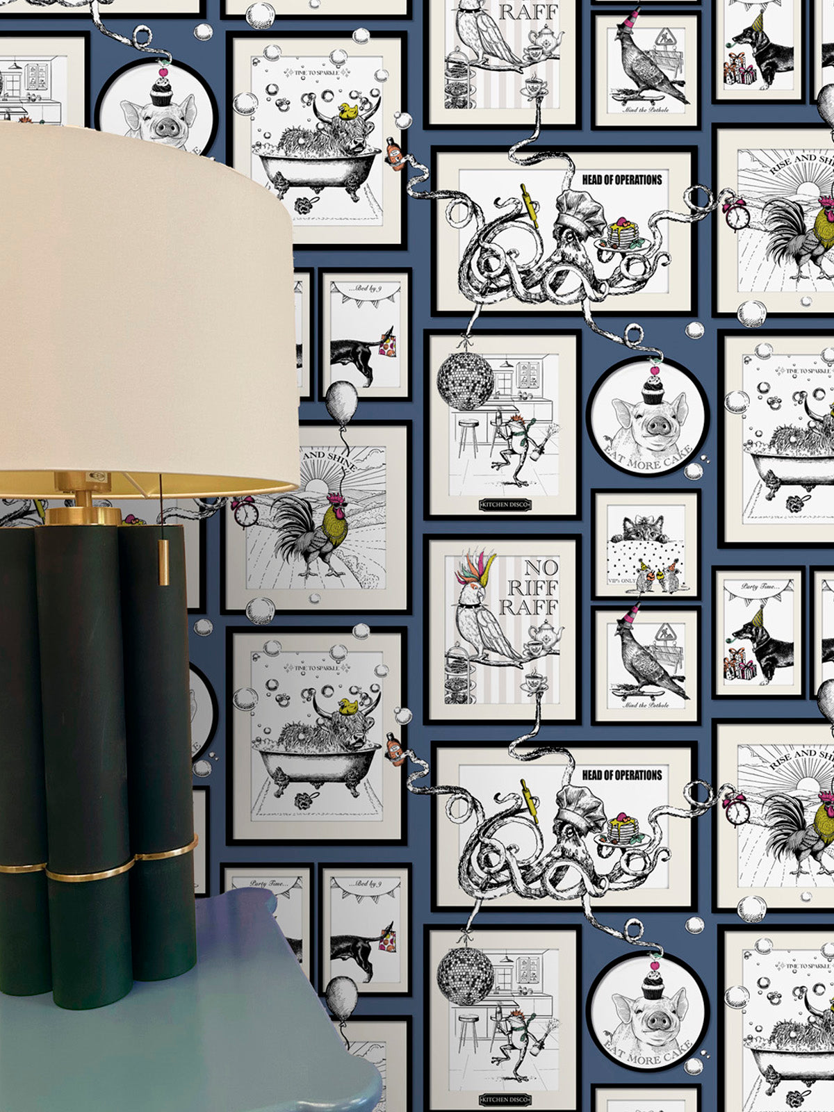 Madhouse Wallpaper Blue by Belgravia Décor