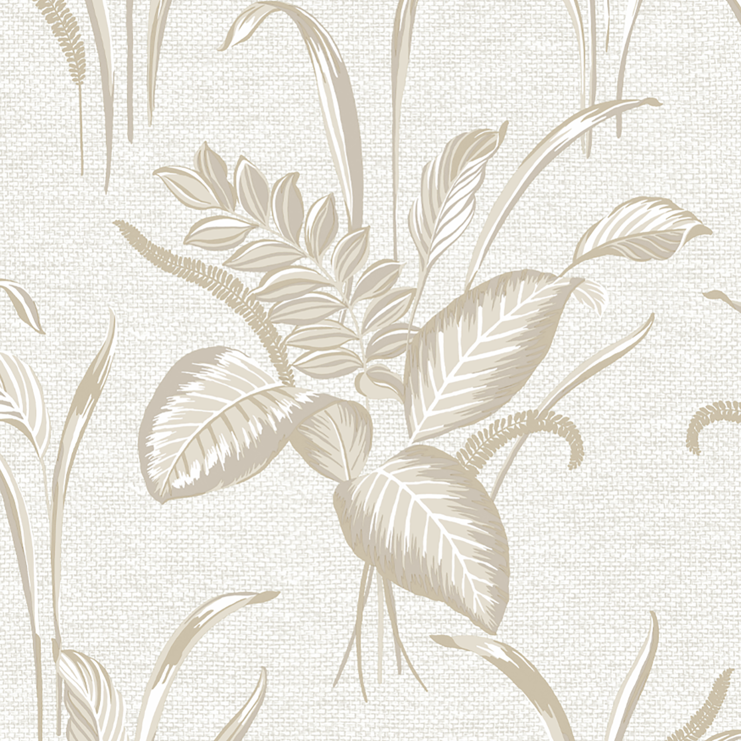 Palma Leaf White/Champagne Luxury Heavyweight Textured Wallpaper by Belgravia Décor