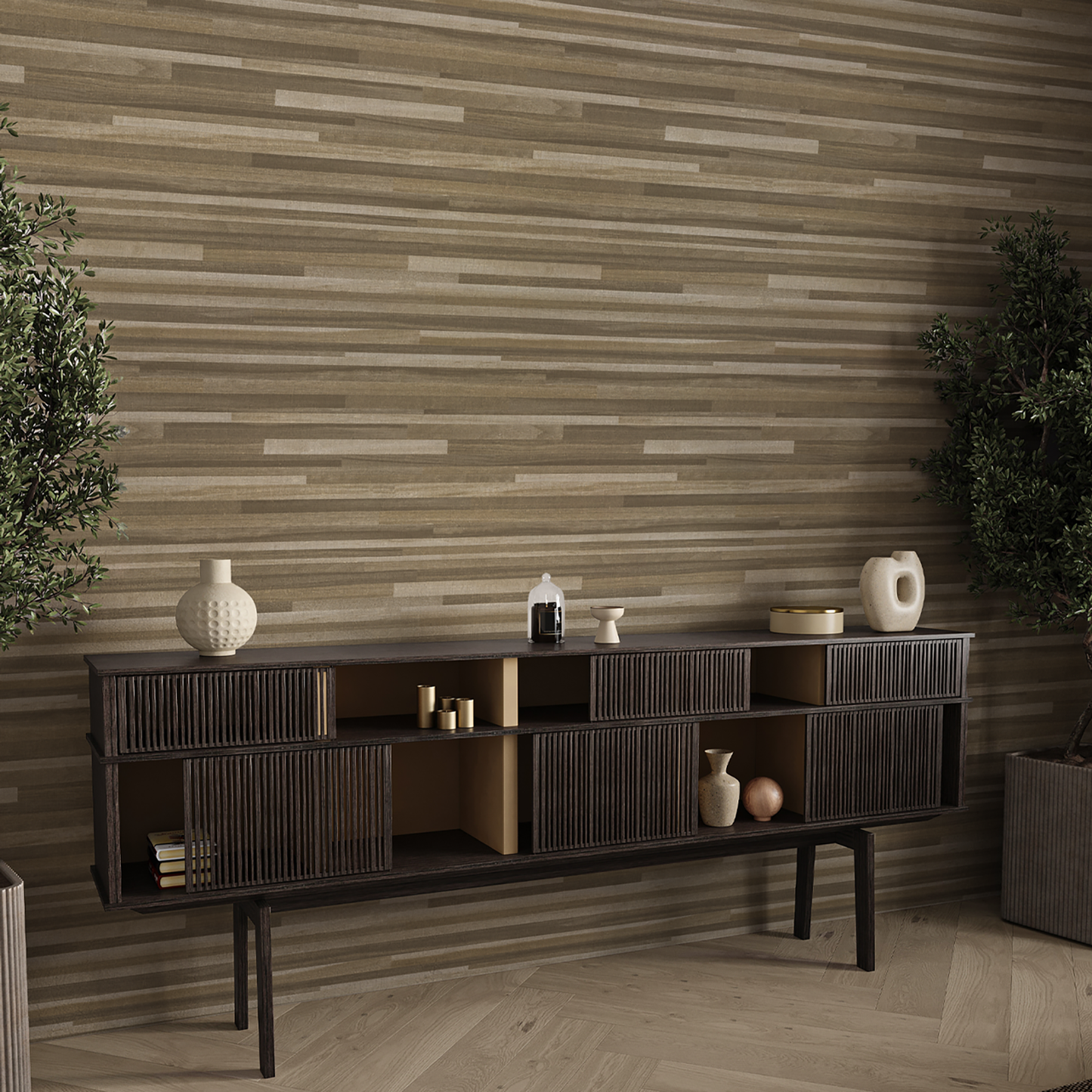 Palma Wood Mocha/Champagne Luxury Heavyweight Textured Wallpaper by Belgravia Décor