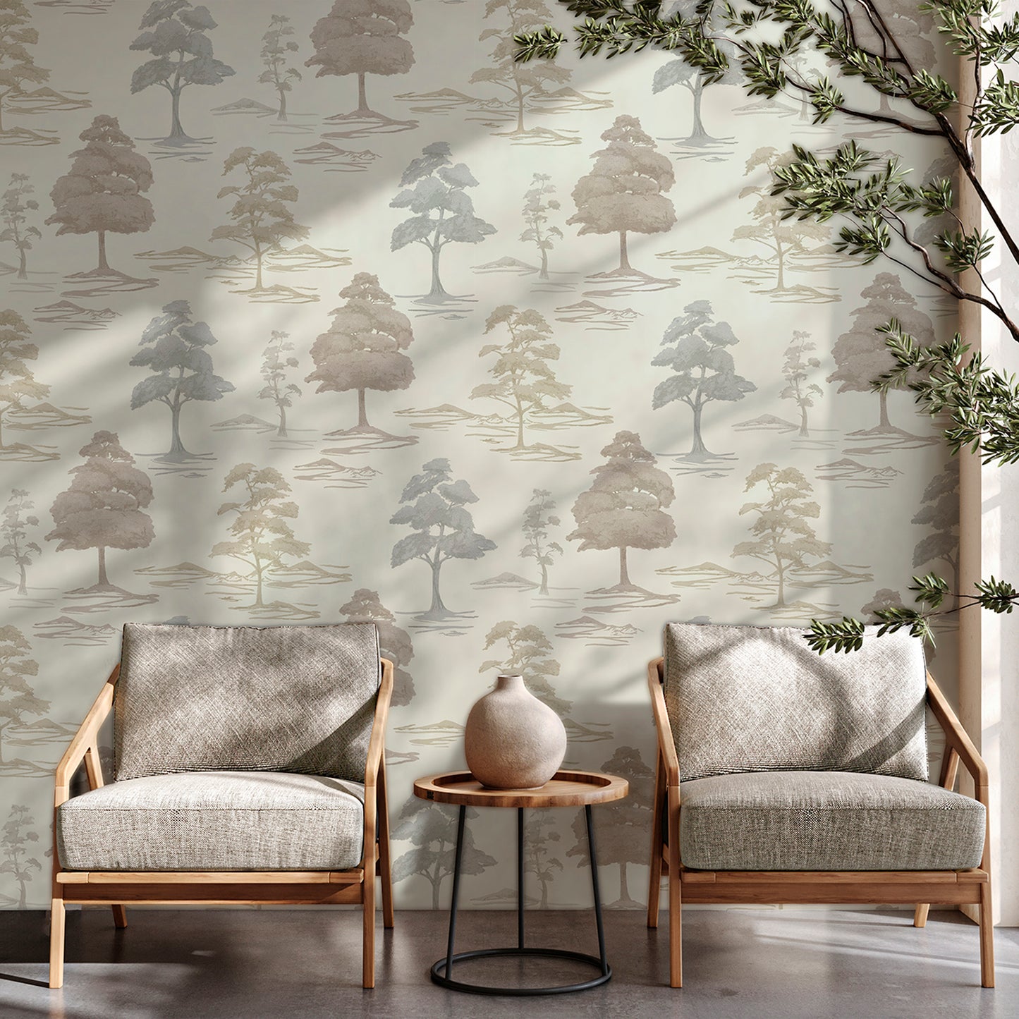 Carlotta Tree Cream Italian Heavyweight Wallpaper Collection by Belgravia Décor