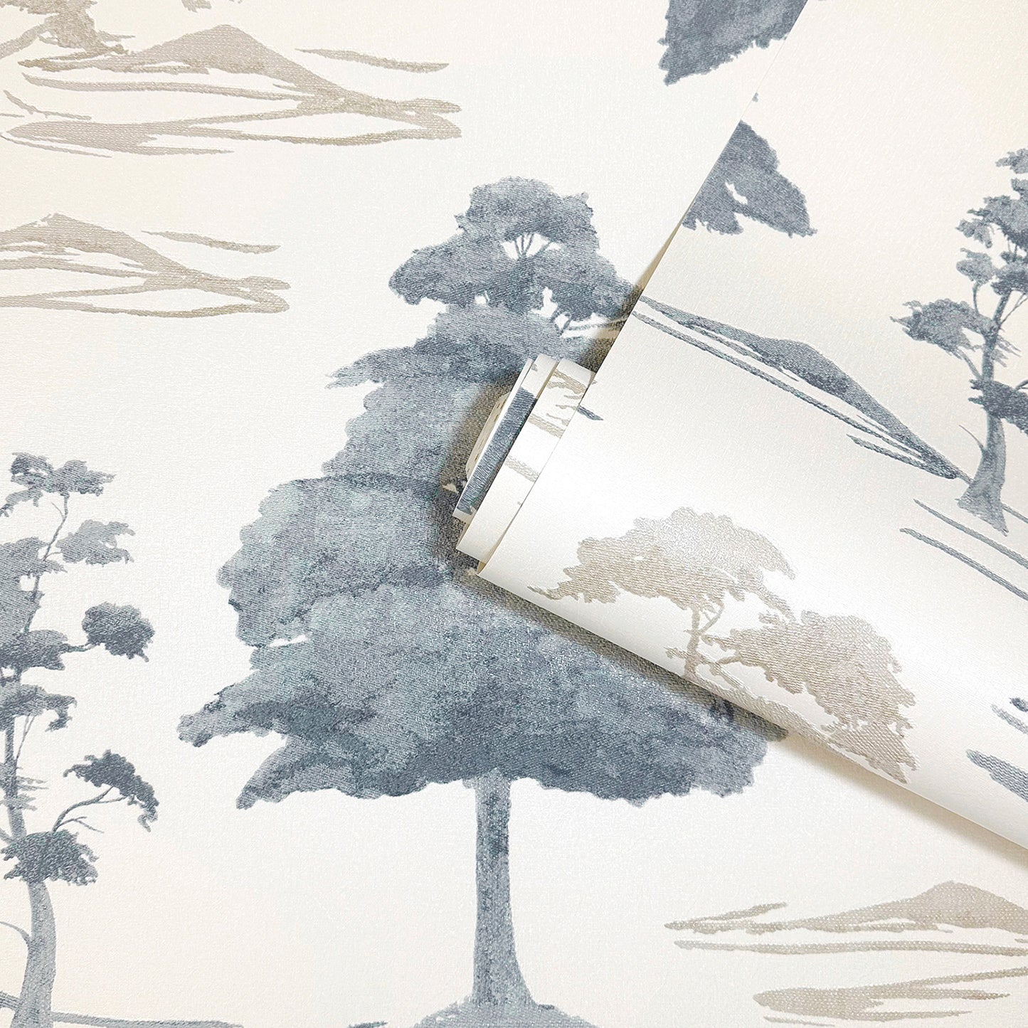 Carlotta Tree Blue Italian Heavyweight Wallpaper Collection by Belgravia Décor