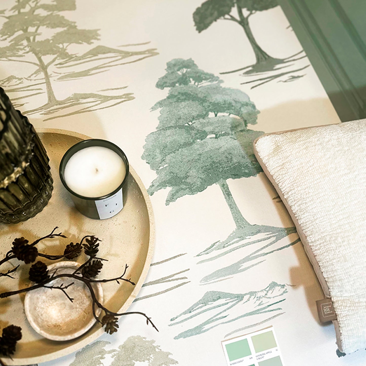Carlotta Tree Sage Italian Heavyweight Wallpaper Collection by Belgravia Décor