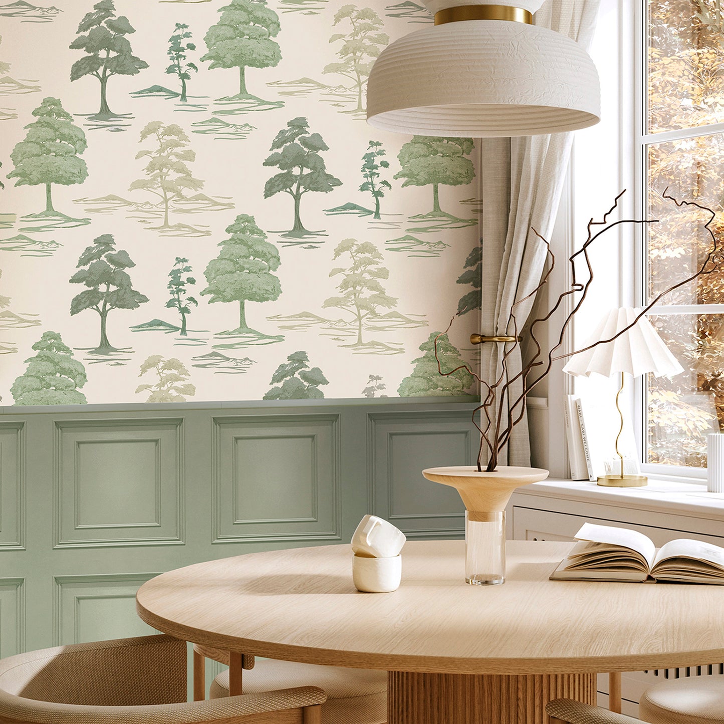 Carlotta Tree Sage Italian Heavyweight Wallpaper Collection by Belgravia Décor