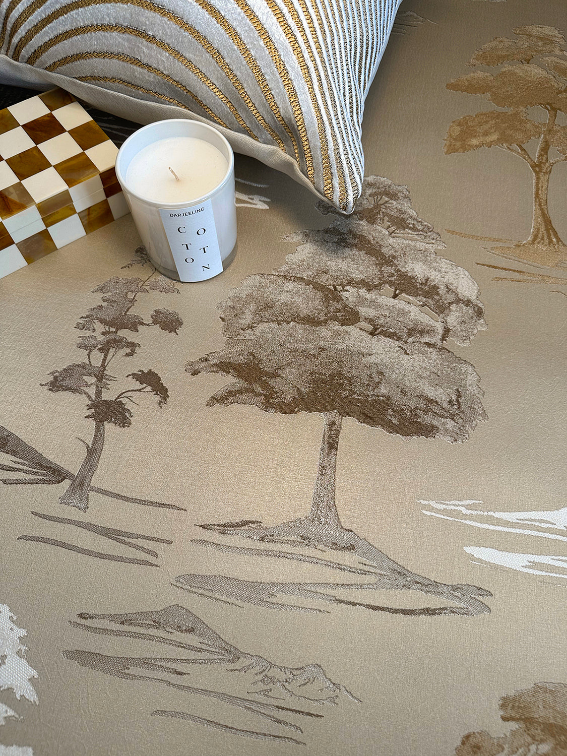 Carlotta Tree Champagne Italian Heavyweight Wallpaper Collection by Belgravia Décor