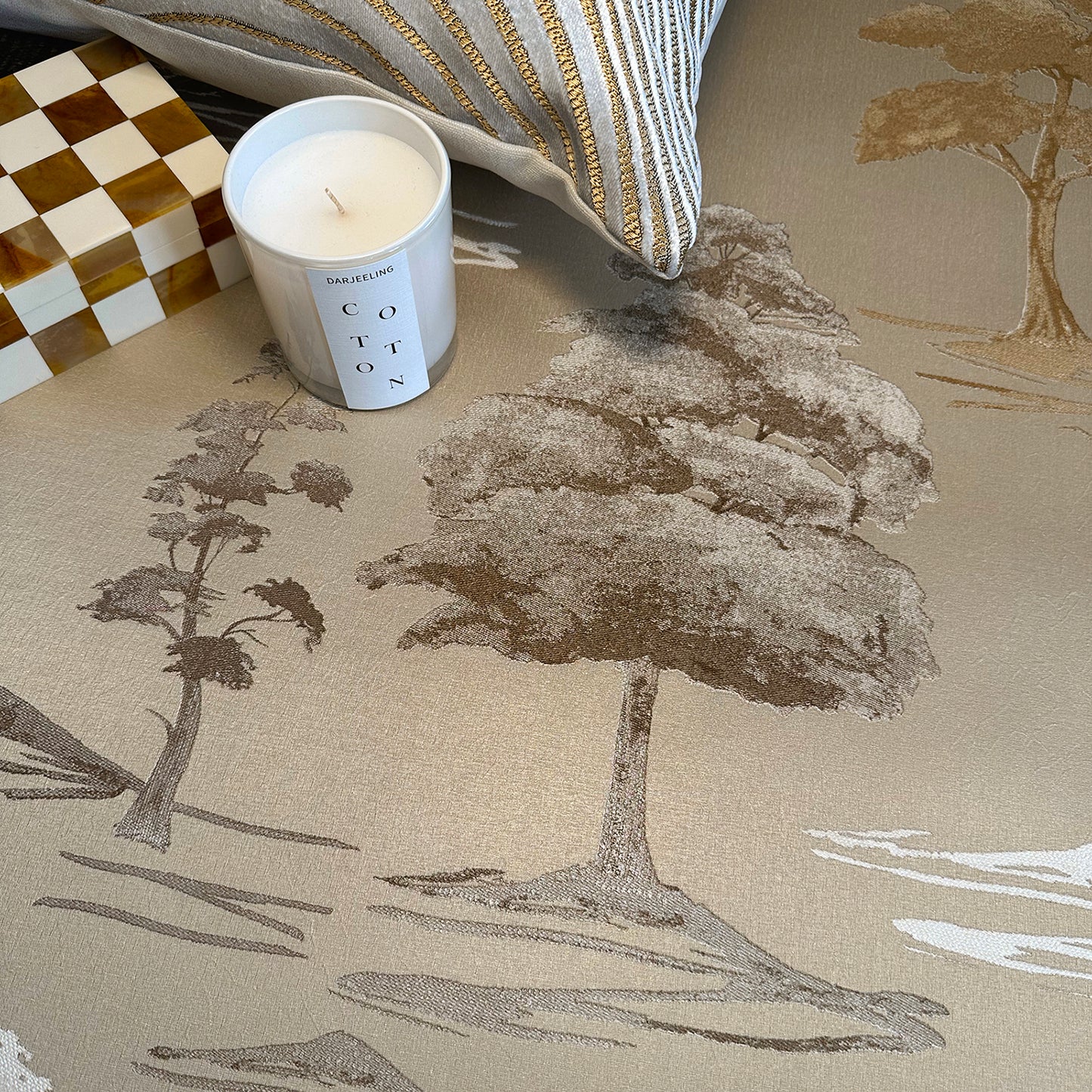 Carlotta Tree Champagne Italian Heavyweight Wallpaper Collection by Belgravia Décor