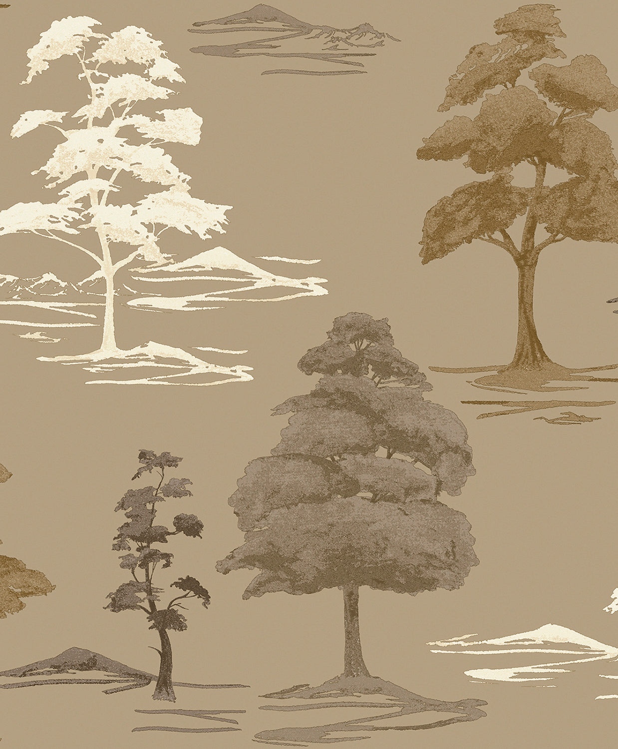 Carlotta Tree Champagne Italian Heavyweight Wallpaper Collection by Belgravia Décor