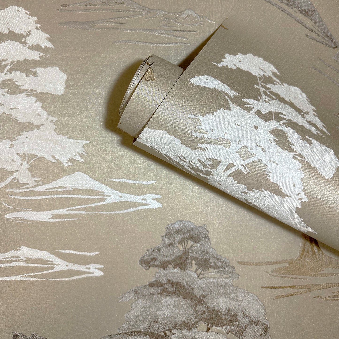 Carlotta Tree Champagne Italian Heavyweight Wallpaper Collection by Belgravia Décor
