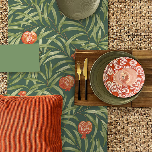 POMEGRANATE Green Luxury Wallpaper by Belgravia