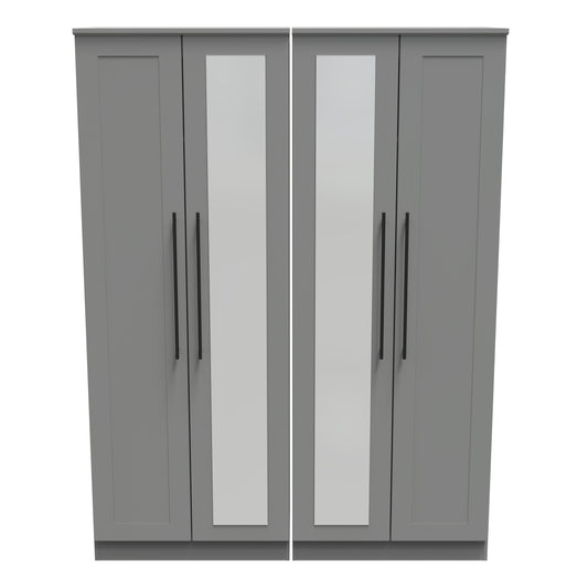 Palmer Tall 4 door 2 mirror wardrobe Dusk Grey by Welcome Furniture