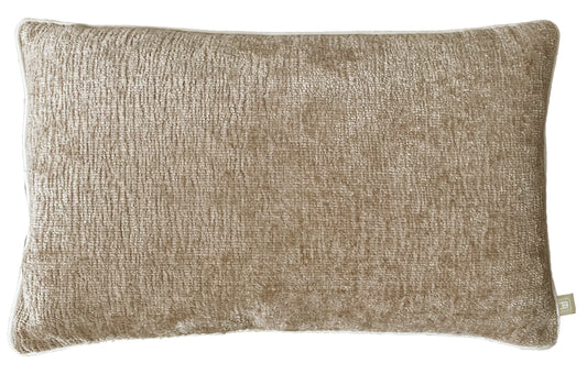 Chenille Cushion Beige 50x30cm pack of 2 by Belgravia