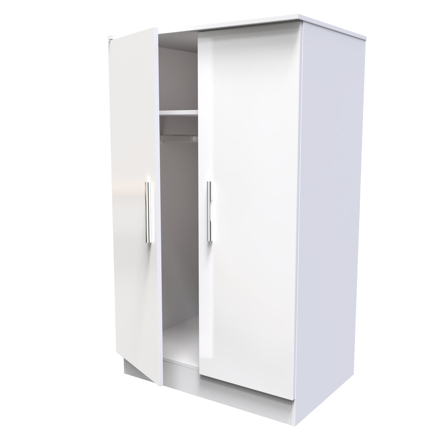 Kal 2 Door Midi Robe in White Gloss White Matt by Welcome Furniture