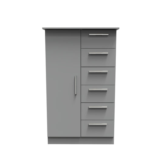 Kal 1 Door 5 Drawer Kids Wardrobe in Dusk Grey by Welcome Furniture