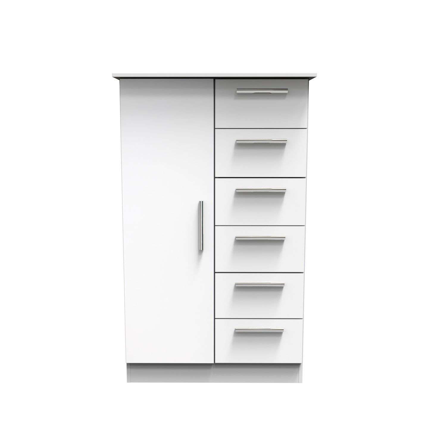 Kal 1 Door 5 Drawer Kids Wardrobe in White Gloss White Matt by Welcome Furniture