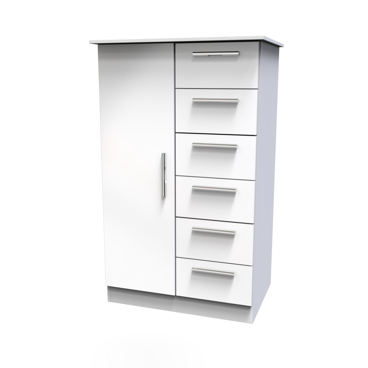 Kal 1 Door 5 Drawer Kids Wardrobe in White Gloss White Matt by Welcome Furniture