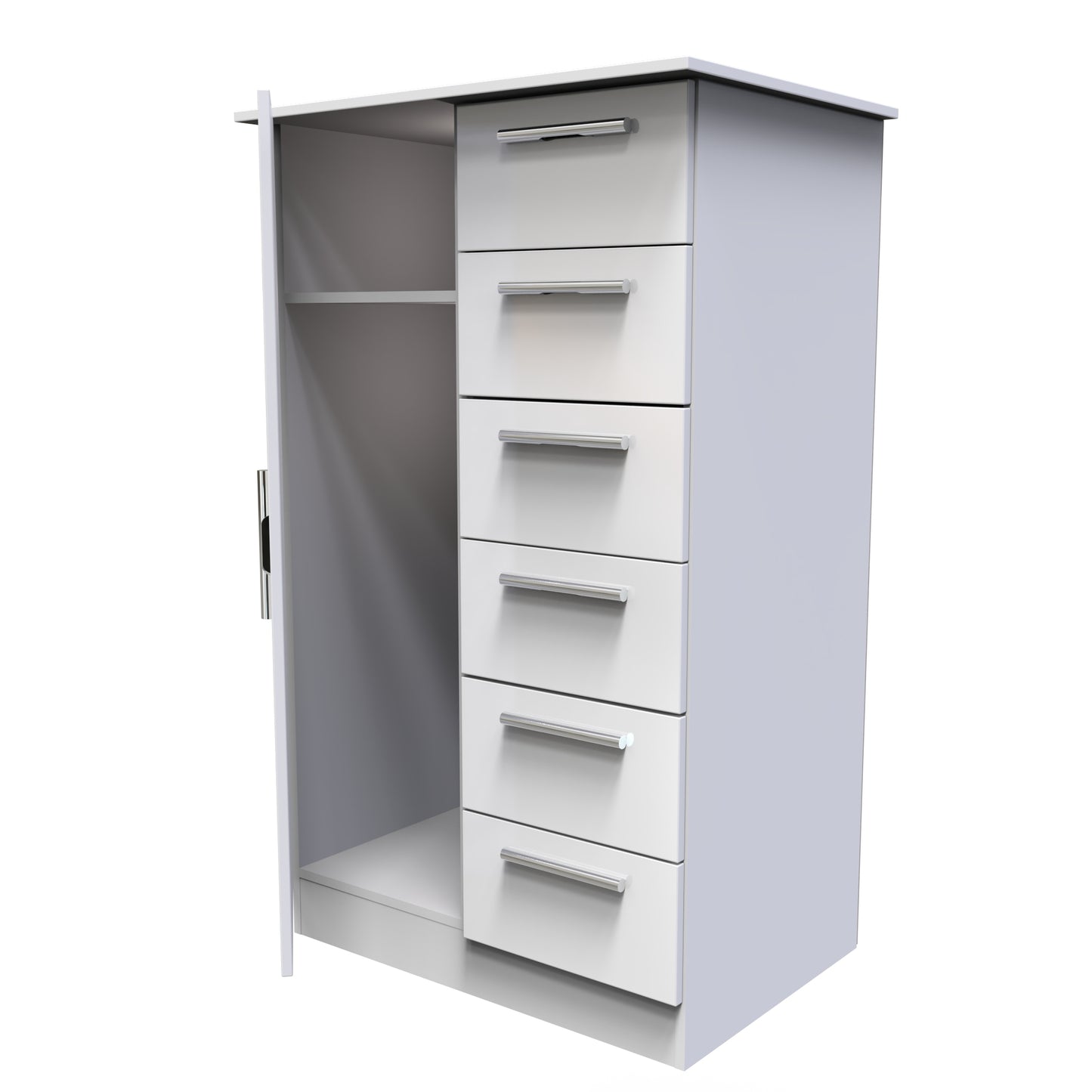 Kal 1 Door 5 Drawer Kids Wardrobe in White Gloss White Matt by Welcome Furniture