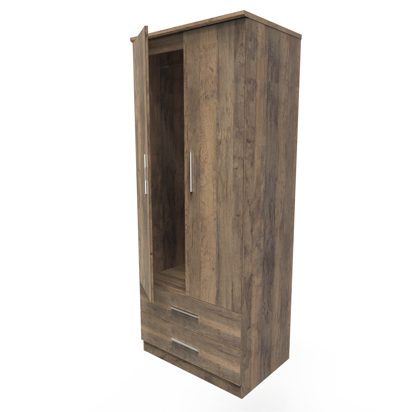 Kal 2 Door 2 drawer Wardrobe in Vintage Oak by Welcome Furniture