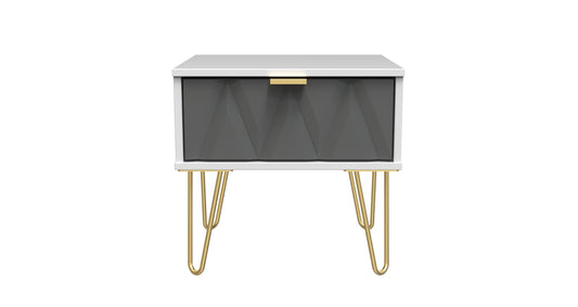 Dominican 1 Drawer Bedside Table in Shadows Matt and White Matt by Welcome Furniture