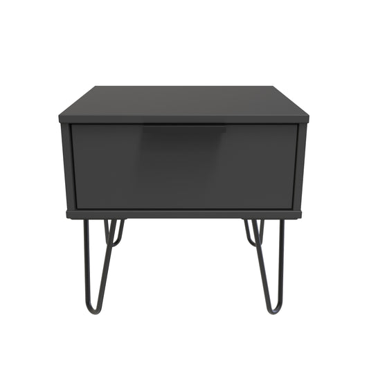 Birdie 1 Drawer Lamp Table in Graphite by Welcome Furniture