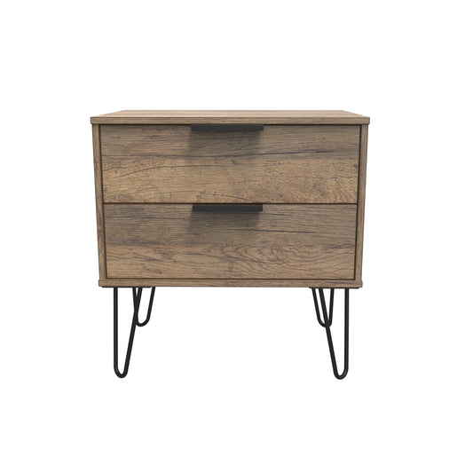 Birdie - 2 Drawer Lamp Table (Wireless Charging) in Vintage Oak by Welcome Furniture