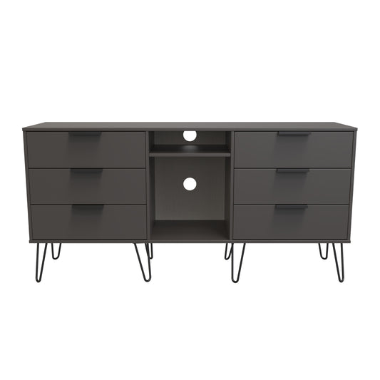 Birdie 6 Drawer Media Unit in Graphite by Welcome Furniture