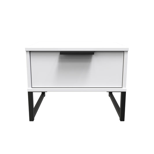 Birdie 1 Drawer Lamp Table in White Matt by Welcome Furniture