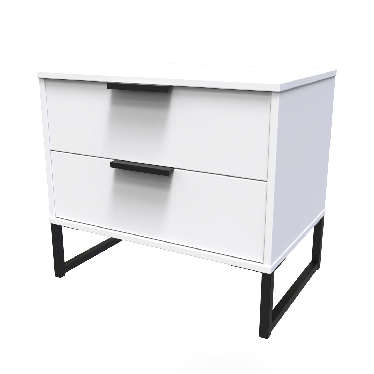 Birdie 2 Drawer Lamp Table (Wireless Charging) in White Matt by Welcome Furniture