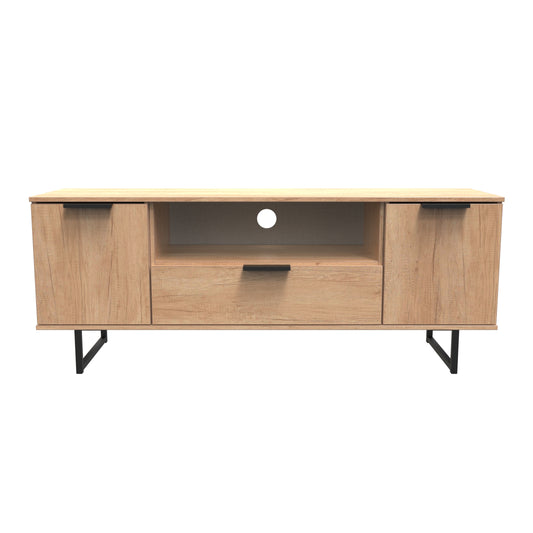 Birdie 2 Door 1 Drawer Wide TV Unit in Nebraska Oak by Welcome Furniture