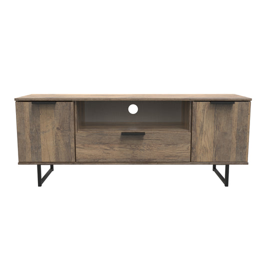 Birdie 2 Door 1 Drawer Wide TV Unit in Vintage Oak by Welcome Furniture