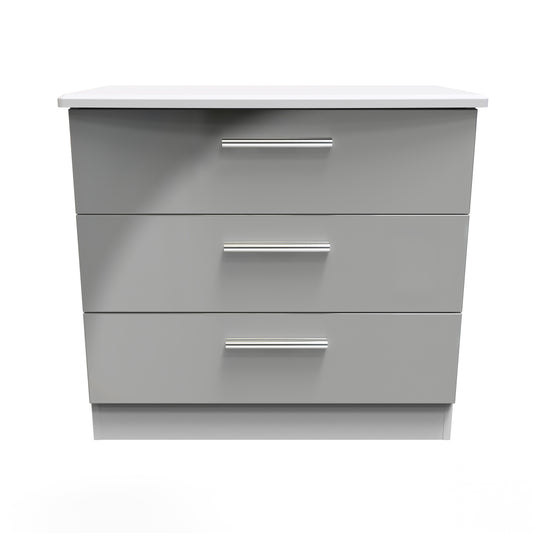 Amelia 3 Door Chest in Grey Gloss Grey Matt by Welcome Furniture