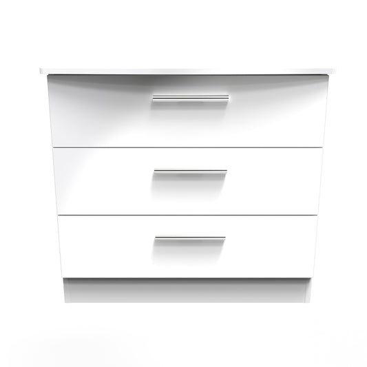 Amelia 3 Door Chest in White Gloss White by Welcome Furniture