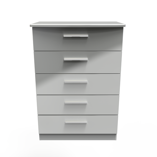 Amelia 5 Door Chest in Grey Gloss Grey Matt by Welcome Furniture