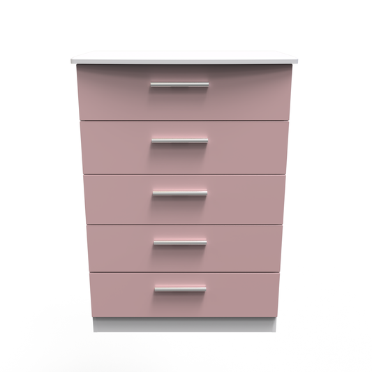 Amelia 5 Door Chest in Kobe Pink White by Welcome Furniture