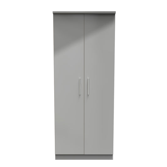 Amelia 2 Door Wardrobe in Grey Gloss Grey Matt by Welcome Furniture