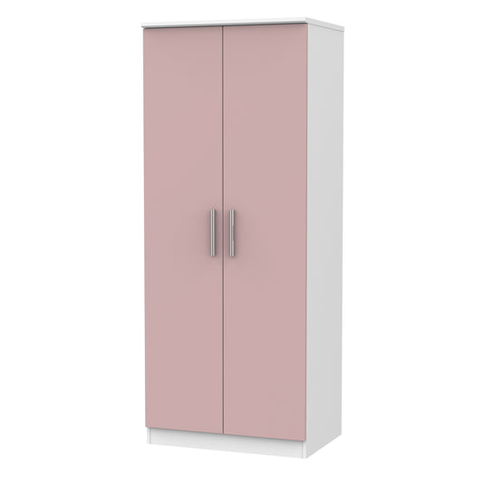 Amelia 2 Door Wardrobe in Kobe Pink White by Welcome Furniture