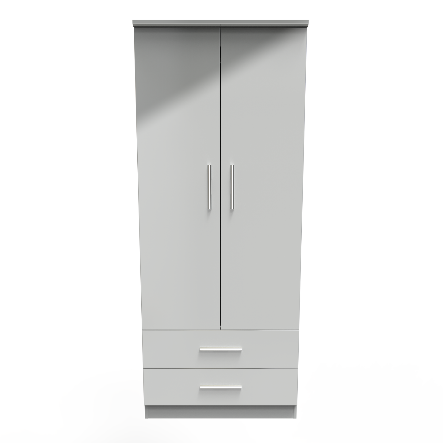 Amelia 2 Door 2 Drawer Wardrobe in Grey Gloss Grey Matt by Welcome Furniture