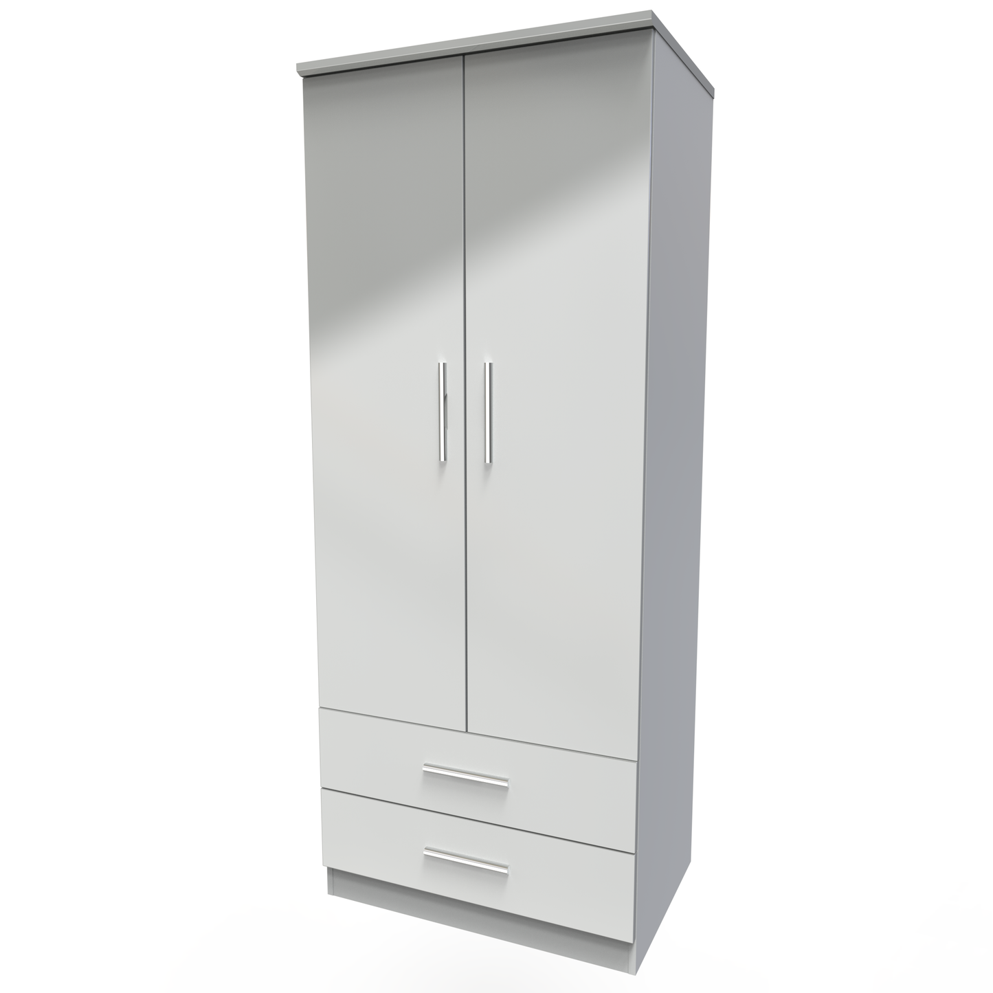 Amelia 2 Door 2 Drawer Wardrobe in Grey Gloss Grey Matt by Welcome Furniture