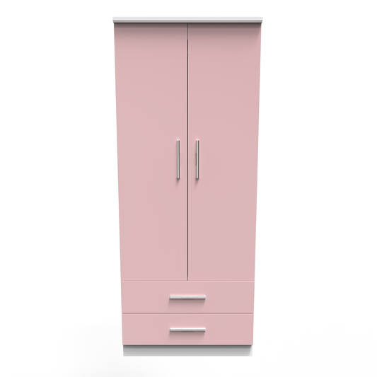 Amelia 2 Door 2 Drawer Wardrobe in Kobe Pink White by Welcome Furniture