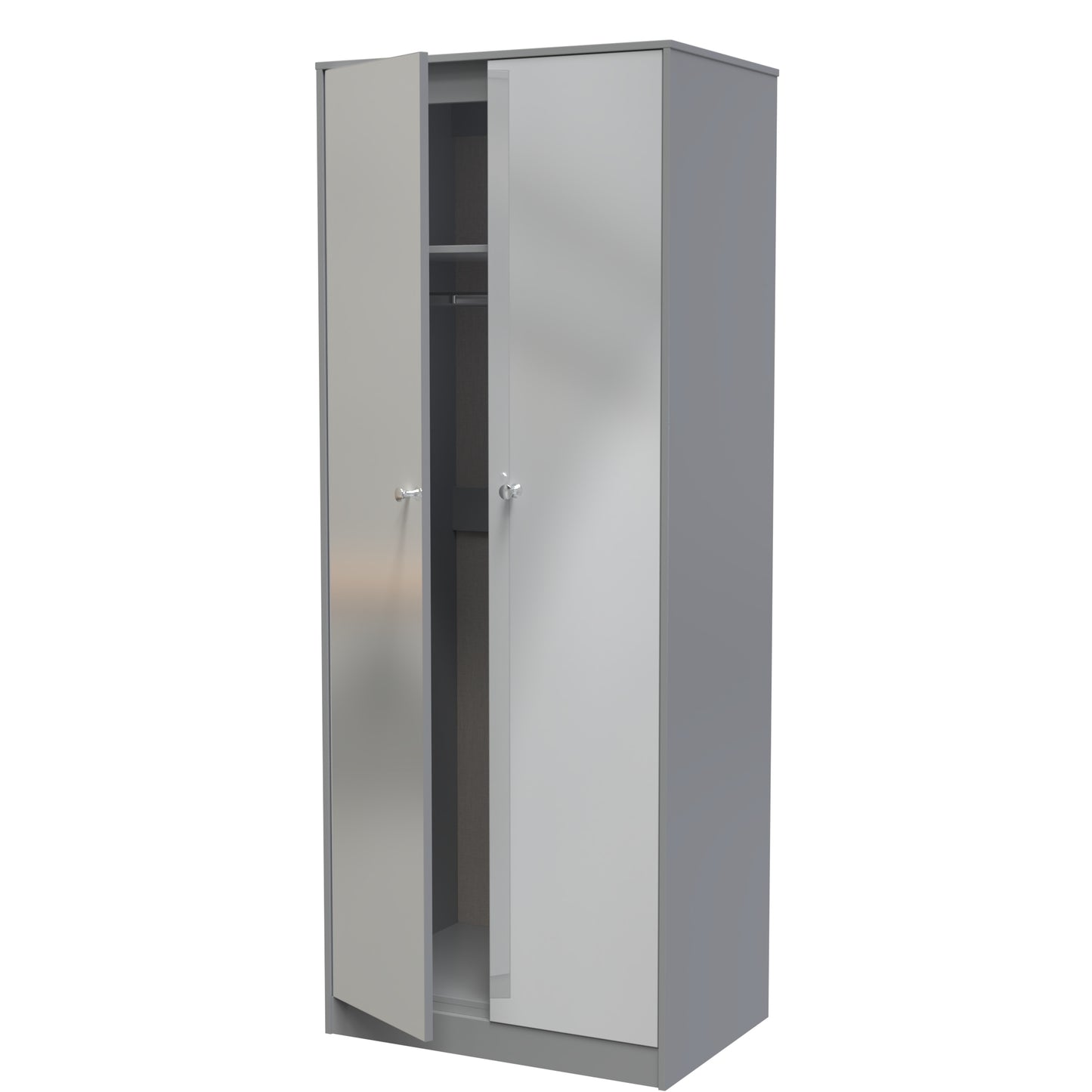 Presley 2 Door Wardrobe in Uniform Gloss Dusk grey by Welcome Furniture