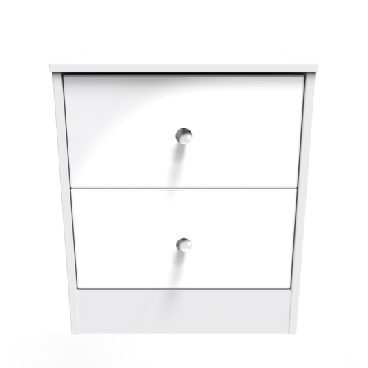 Presley 2 Drawer Bedside (Wireless Charging) in White Gloss White Matt by Welcome Furniture