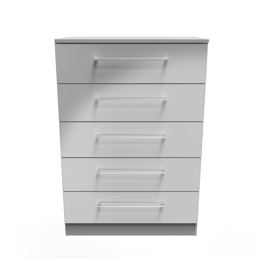 Billie 5 Drawer Chest in Uniform Gloss Dusk Grey by Welcome Furniture