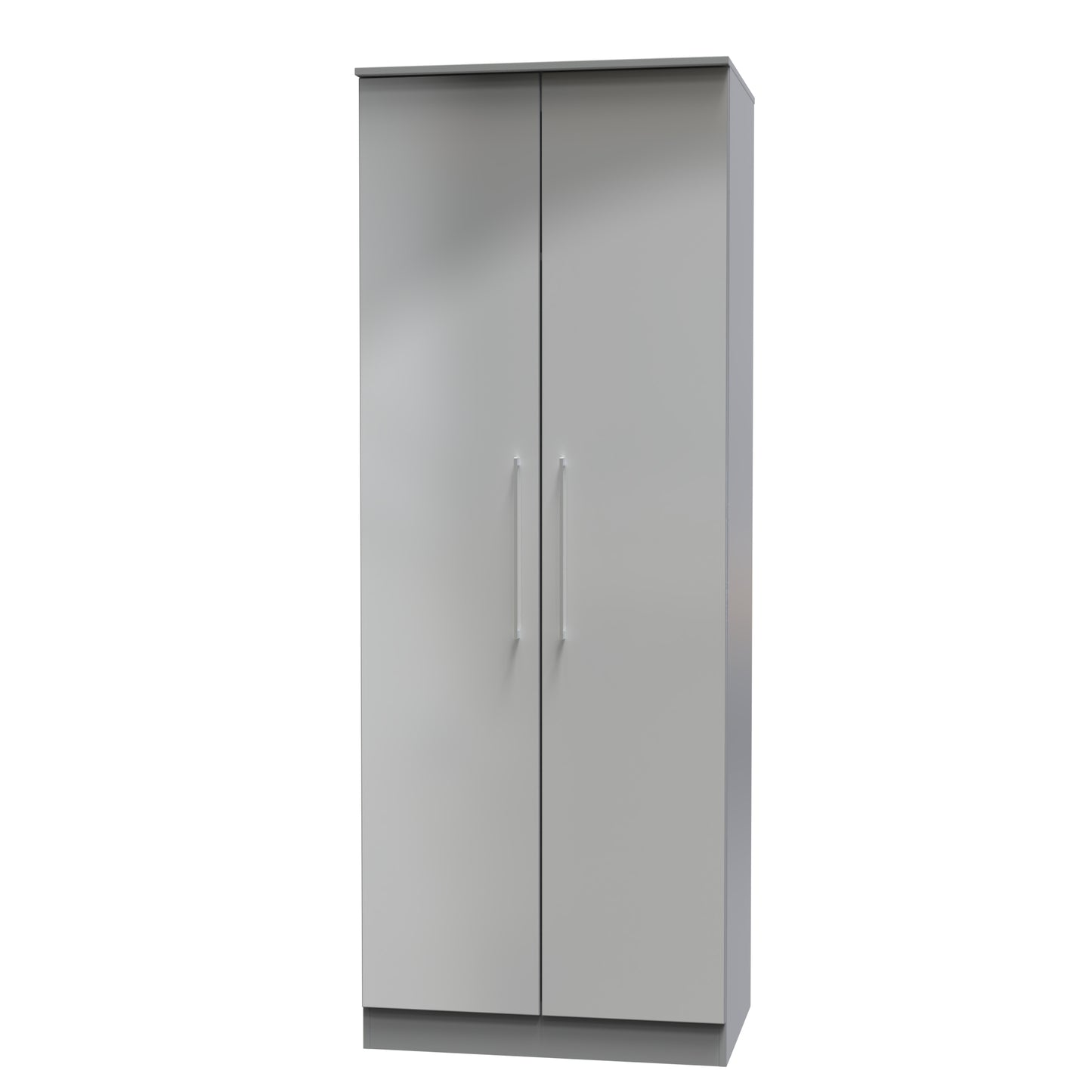 Billie 2 Door Wardrobe in Uniform Gloss Dusk Grey by Welcome Furniture