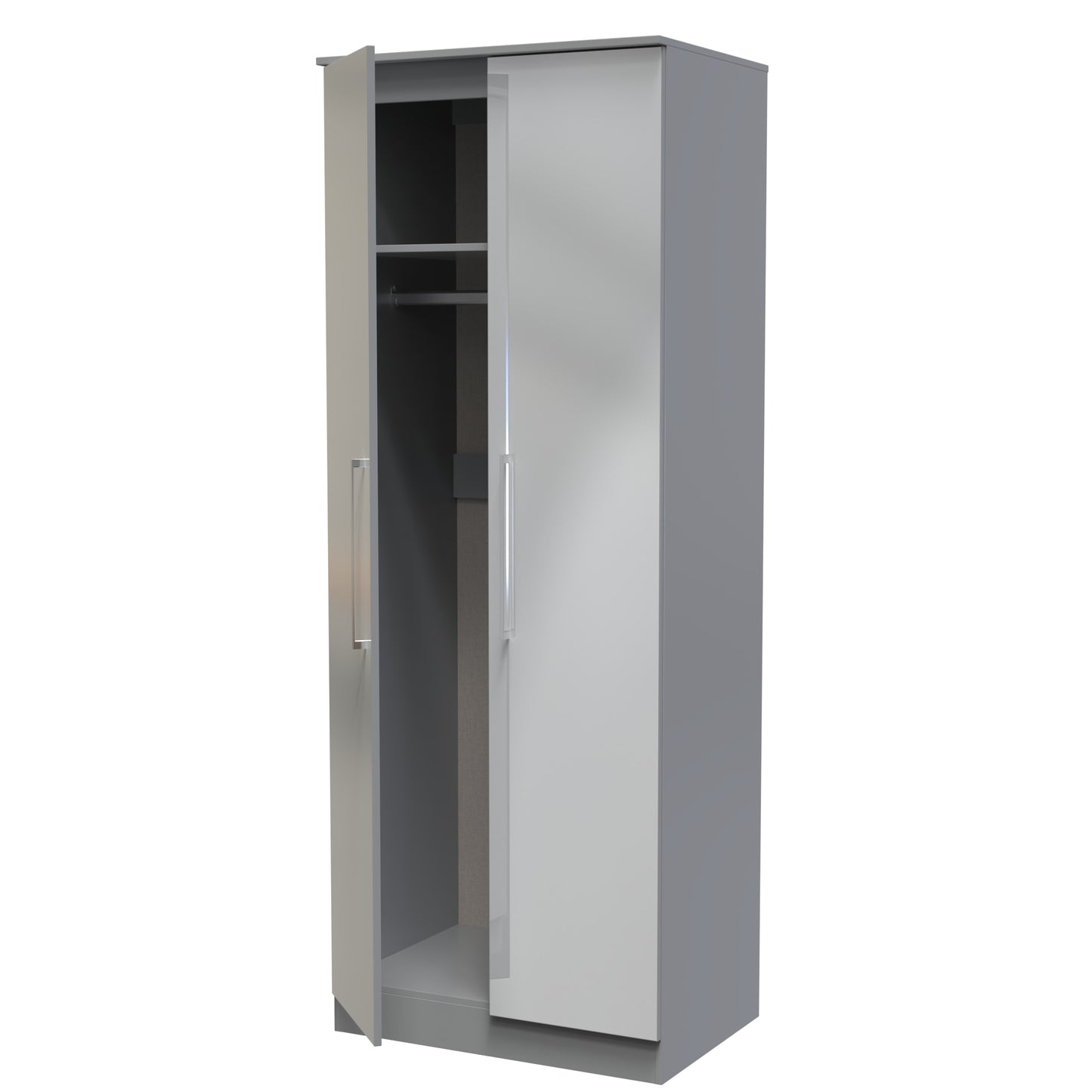 Billie 2 Door Wardrobe in Uniform Gloss Dusk Grey by Welcome Furniture