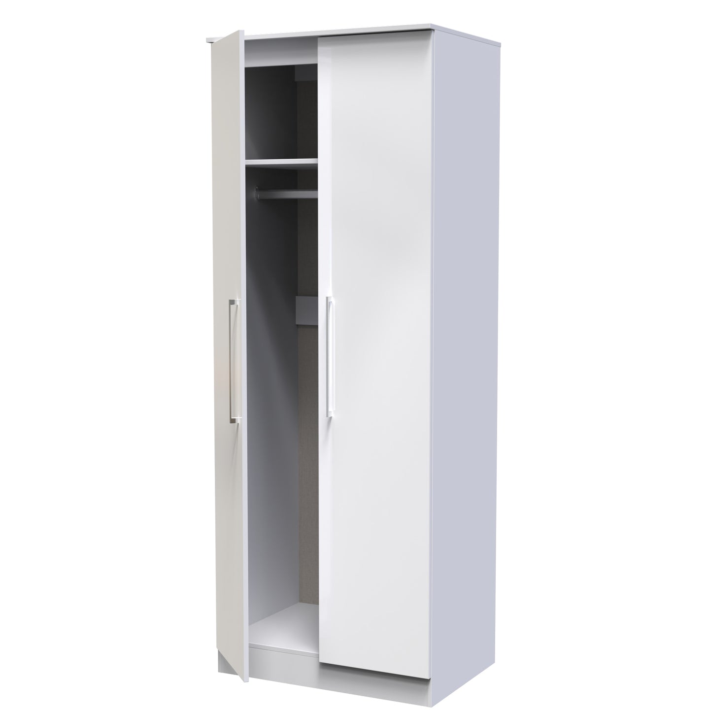 Billie 2 Door Wardrobe in White Gloss White Matt by Welcome Furniture