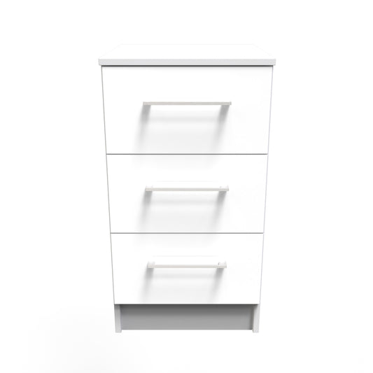 Billie Bedside Table (Wireless Charging) in White Gloss White Matt by Welcome Furniture