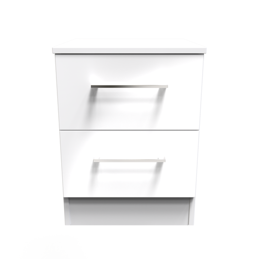 Billie Bedside Table (Wireless Charging) in White Gloss White Matt by Welcome Furniture