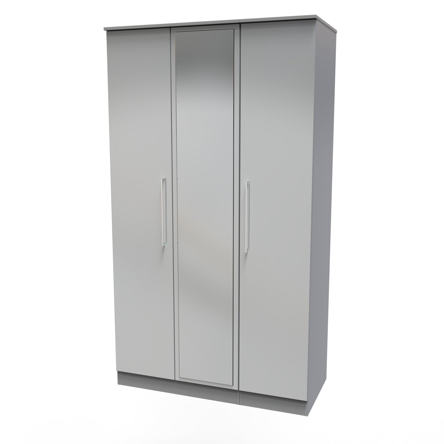 Billie Triple Mirror Wardrobe in Uniform Gloss Dusk Grey by Welcome Furniture