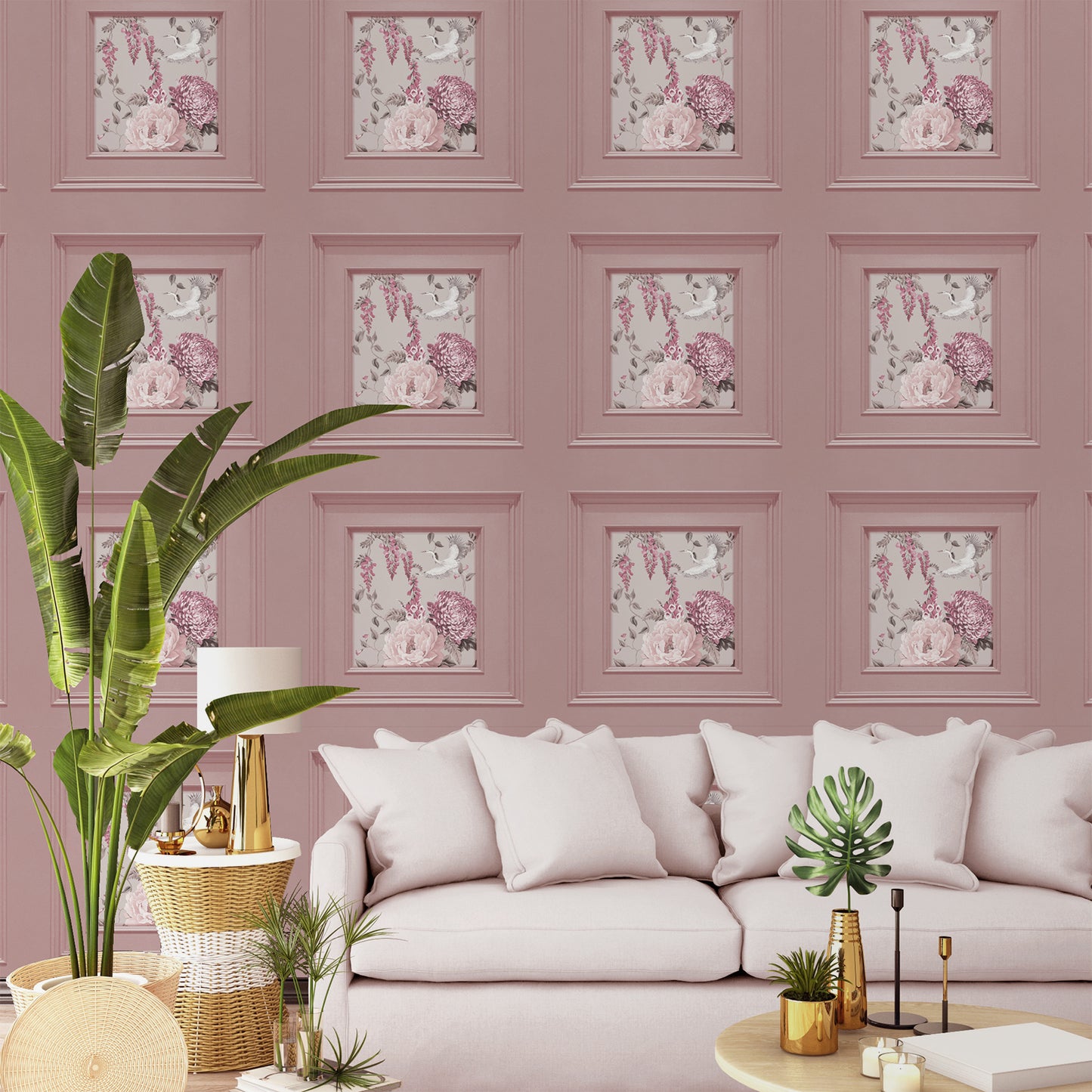 Corinthia Panel Blush Wallpaper by Belgravia Décor